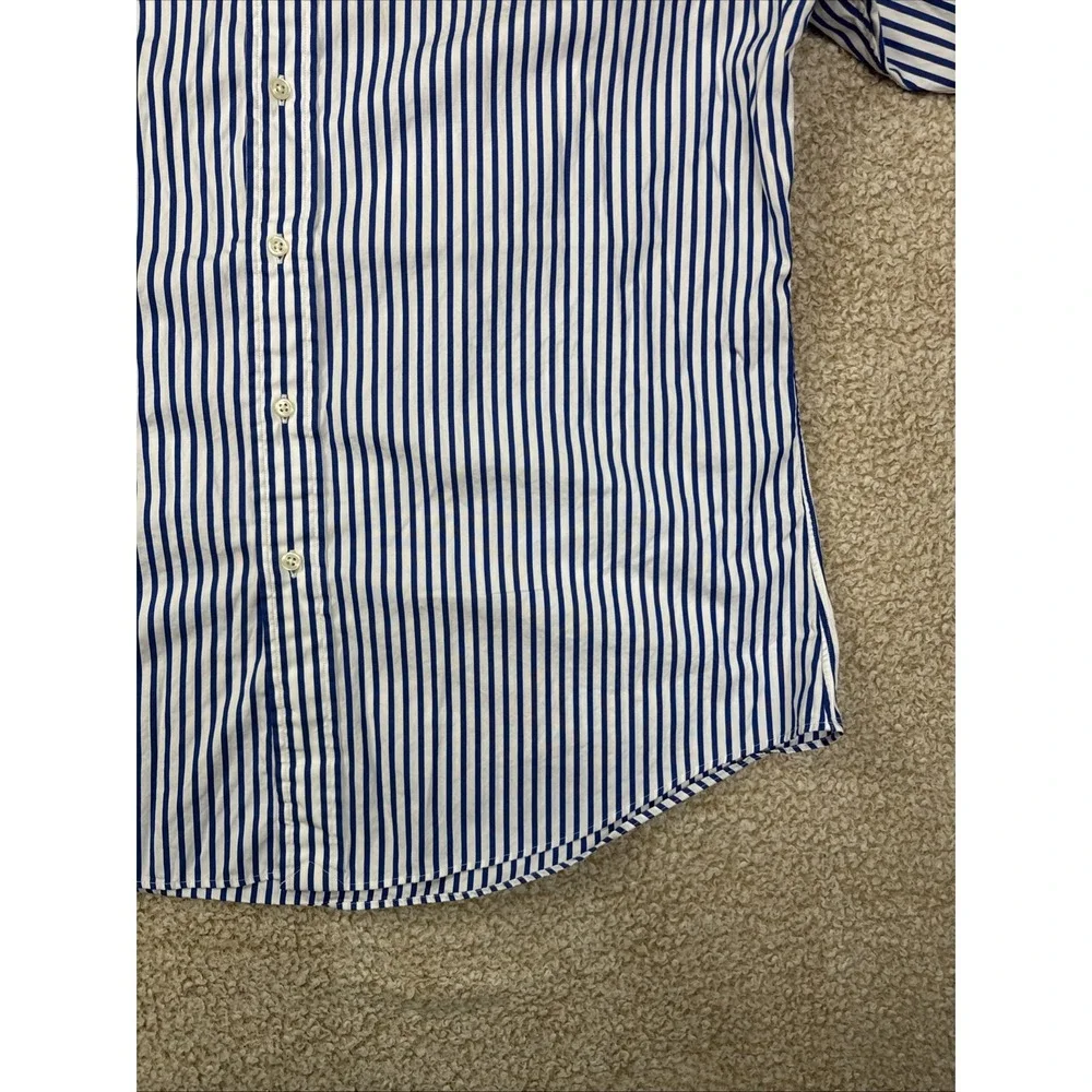 Polo Ralph Lauren Shirt Mens XL Blue Striped Custom Fit Button Down Pony 17.5